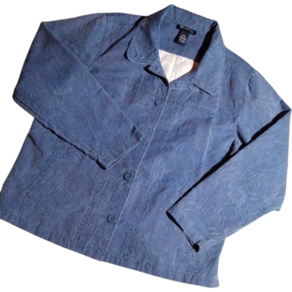 DENIM & CO‎ | Lightweight Cotton Blend Denim Button Front Embossed Jacket | XL
